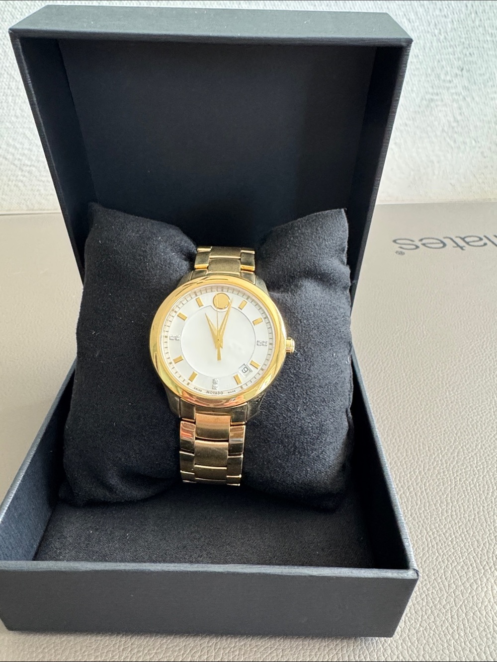 Movado Bellina Gold-Tone Women's Bracelet Watch with Mother of pearl Dial